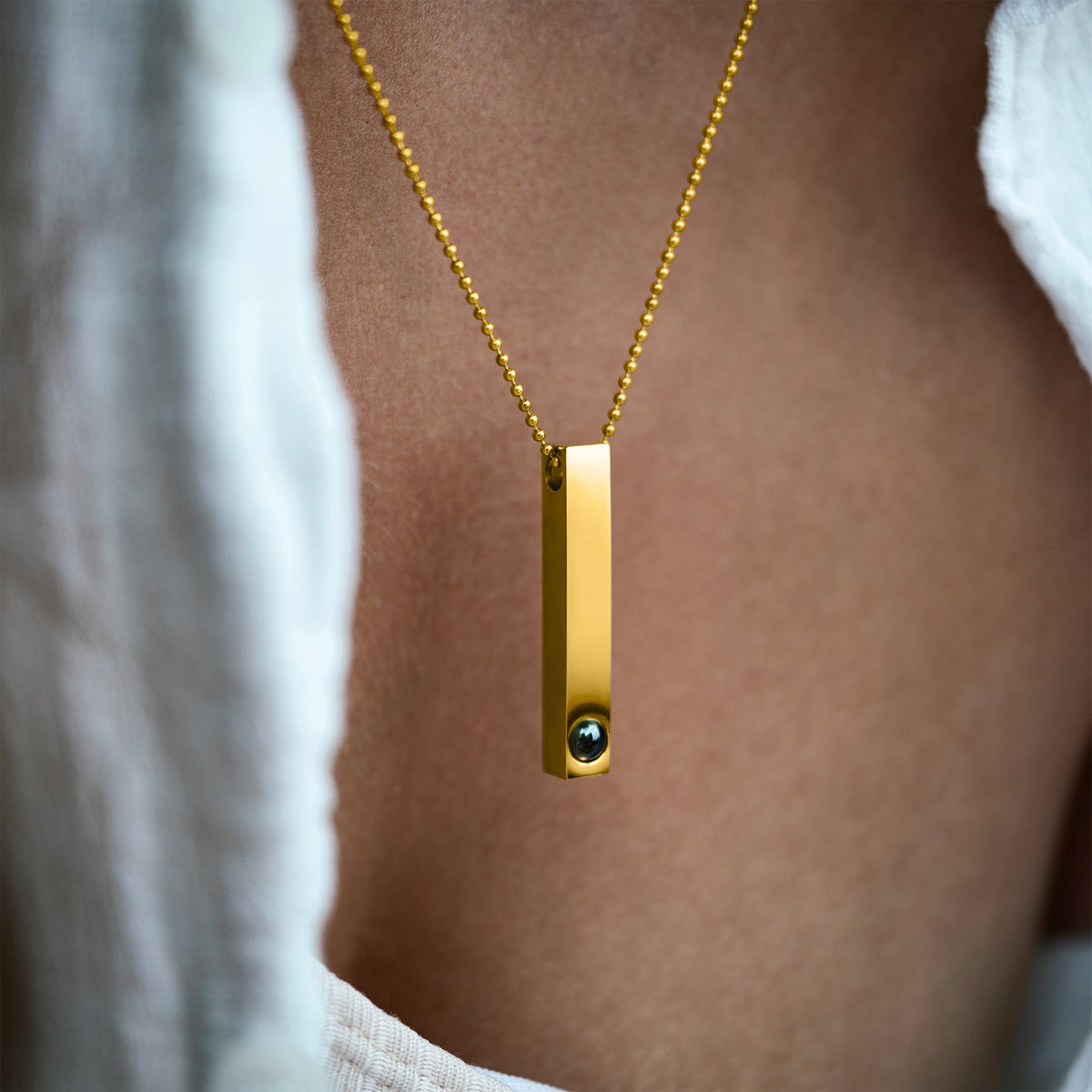 Personalized Photo Necklace - Bar Ballchain
