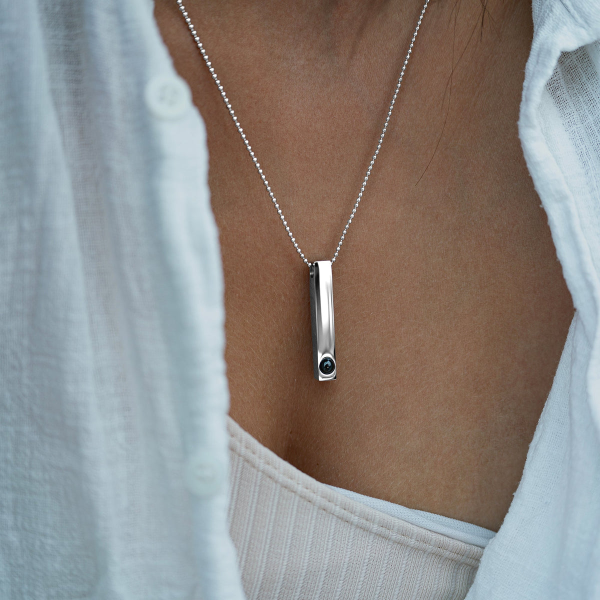 Personalized Photo Necklace - Bar Ballchain