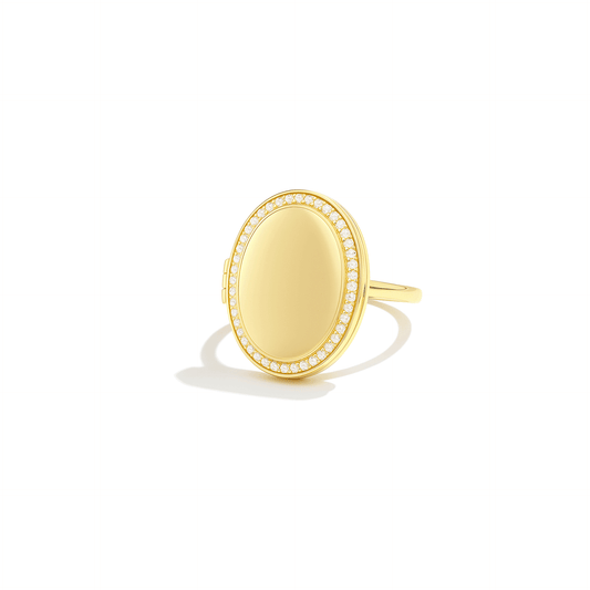 Locket Ring with Photo - Oval