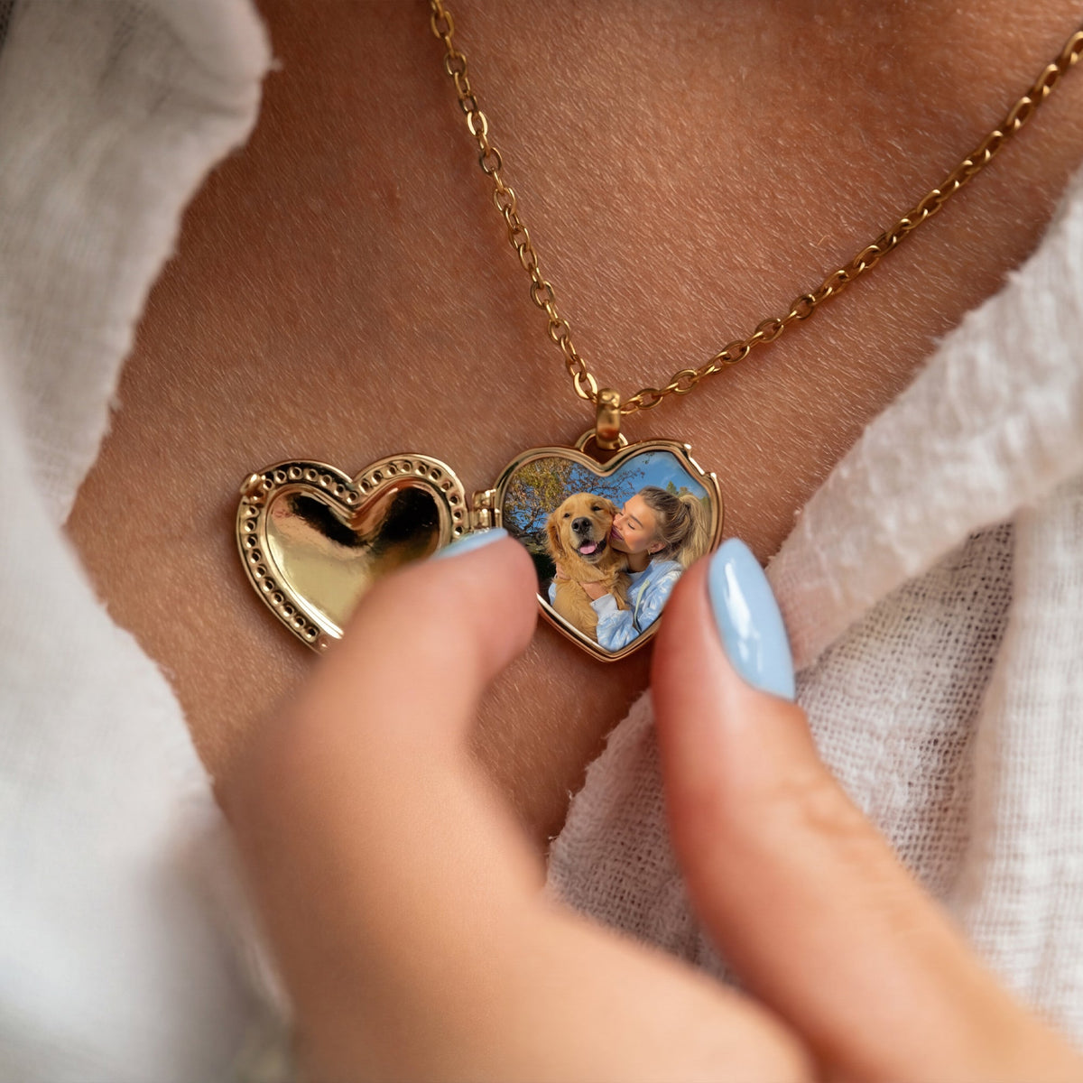 Locket Necklace with Photo - Heart
