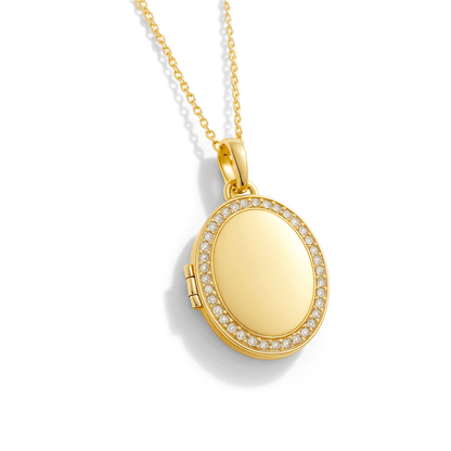 Locket Necklace with Photo - Oval