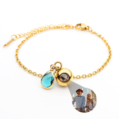 Personalized Photo Bracelet with Birthstone