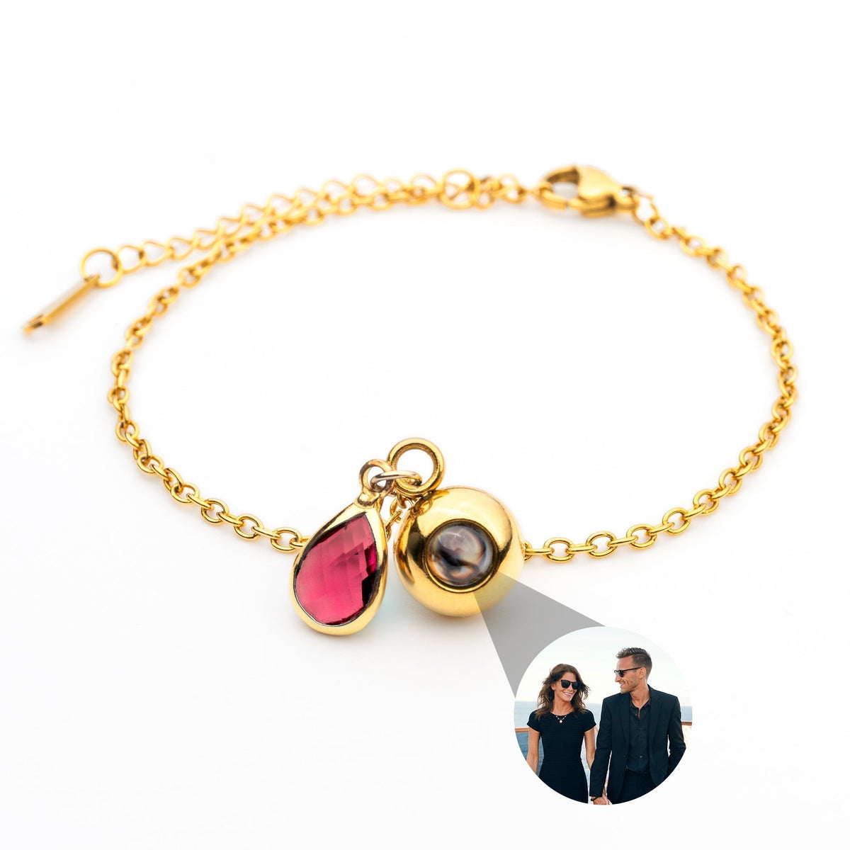 Personalized Photo Bracelet with Birthstone