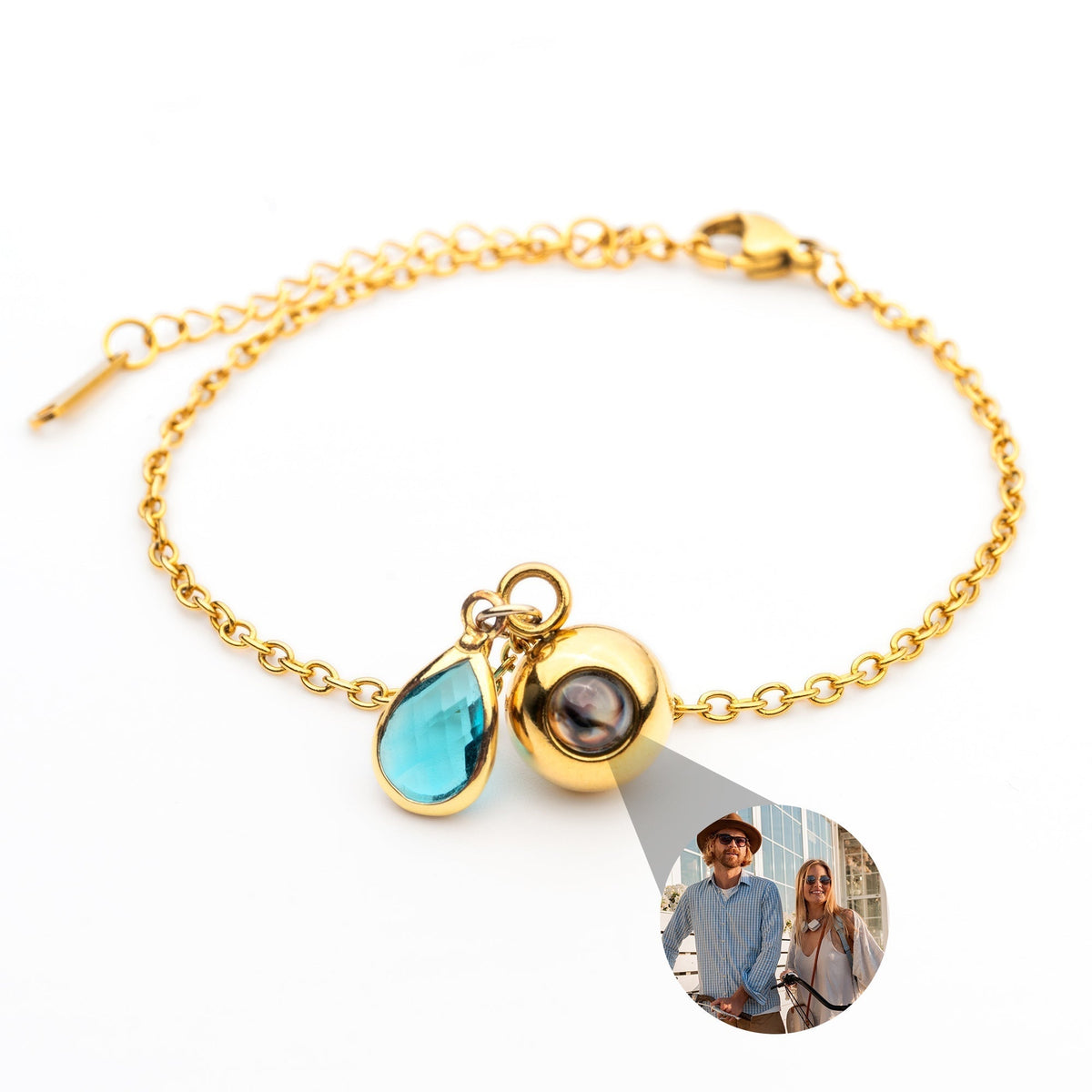 Personalized Photo Bracelet with Birthstone
