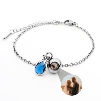 Personalized Photo Bracelet with Birthstone