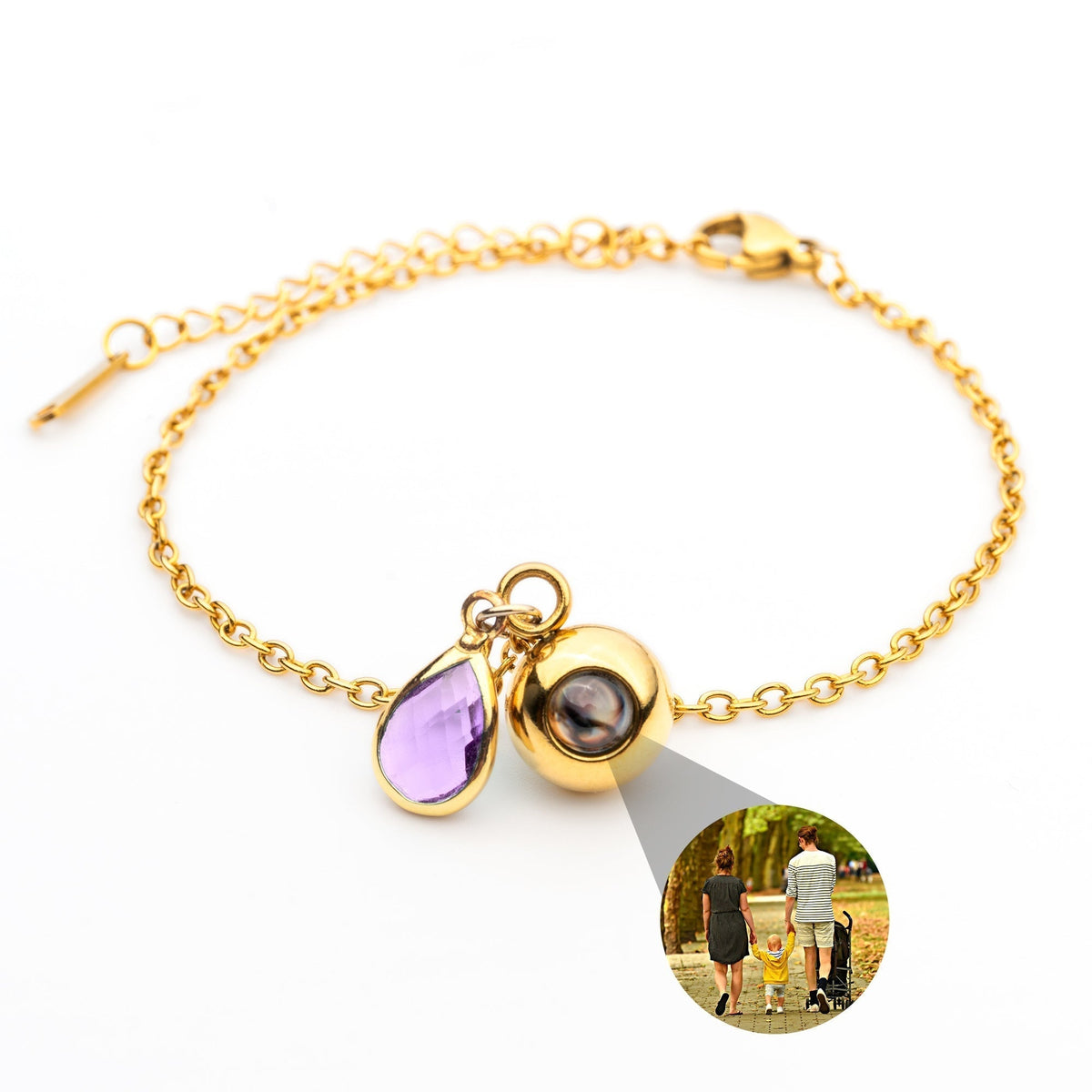 Personalized Photo Bracelet with Birthstone