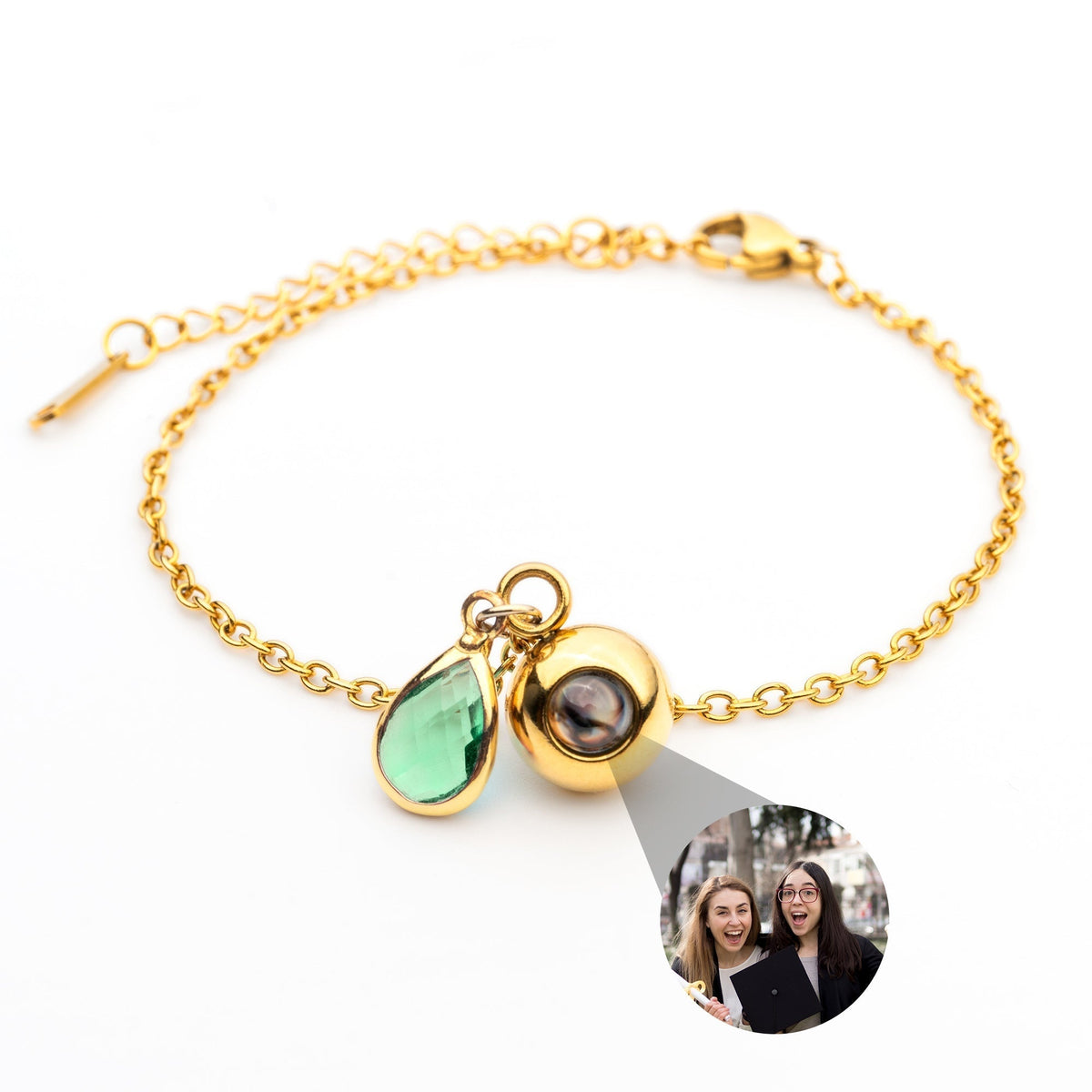 Personalized Photo Bracelet with Birthstone