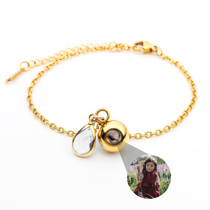 Personalized Photo Bracelet with Birthstone