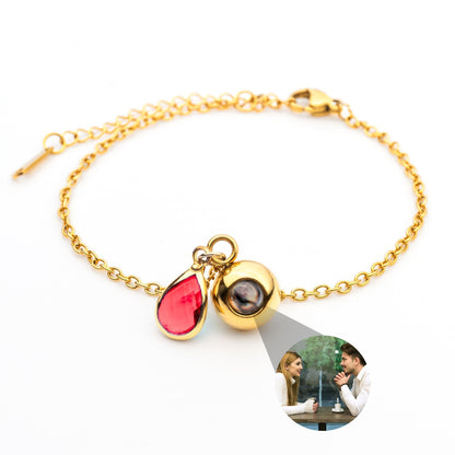 Personalized Photo Bracelet with Birthstone