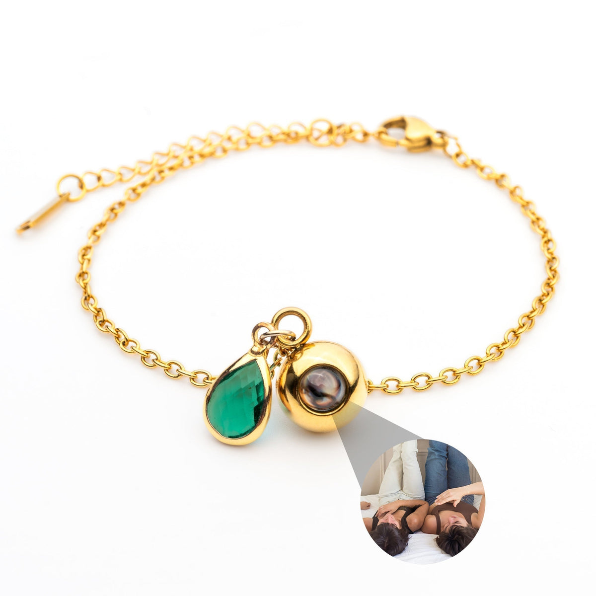 Personalized Photo Bracelet with Birthstone