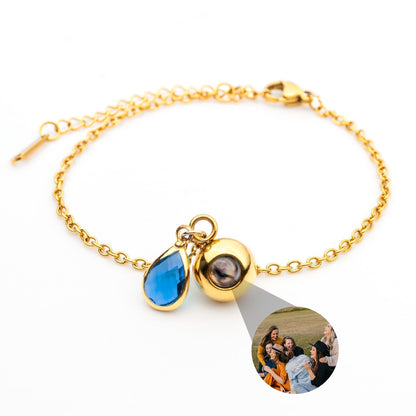 Personalized Photo Bracelet with Birthstone