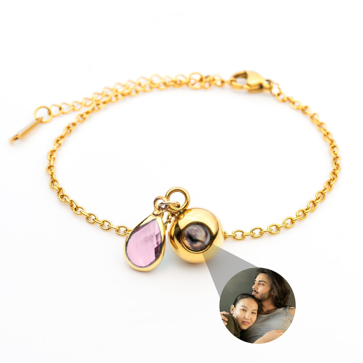 Personalized Photo Bracelet with Birthstone