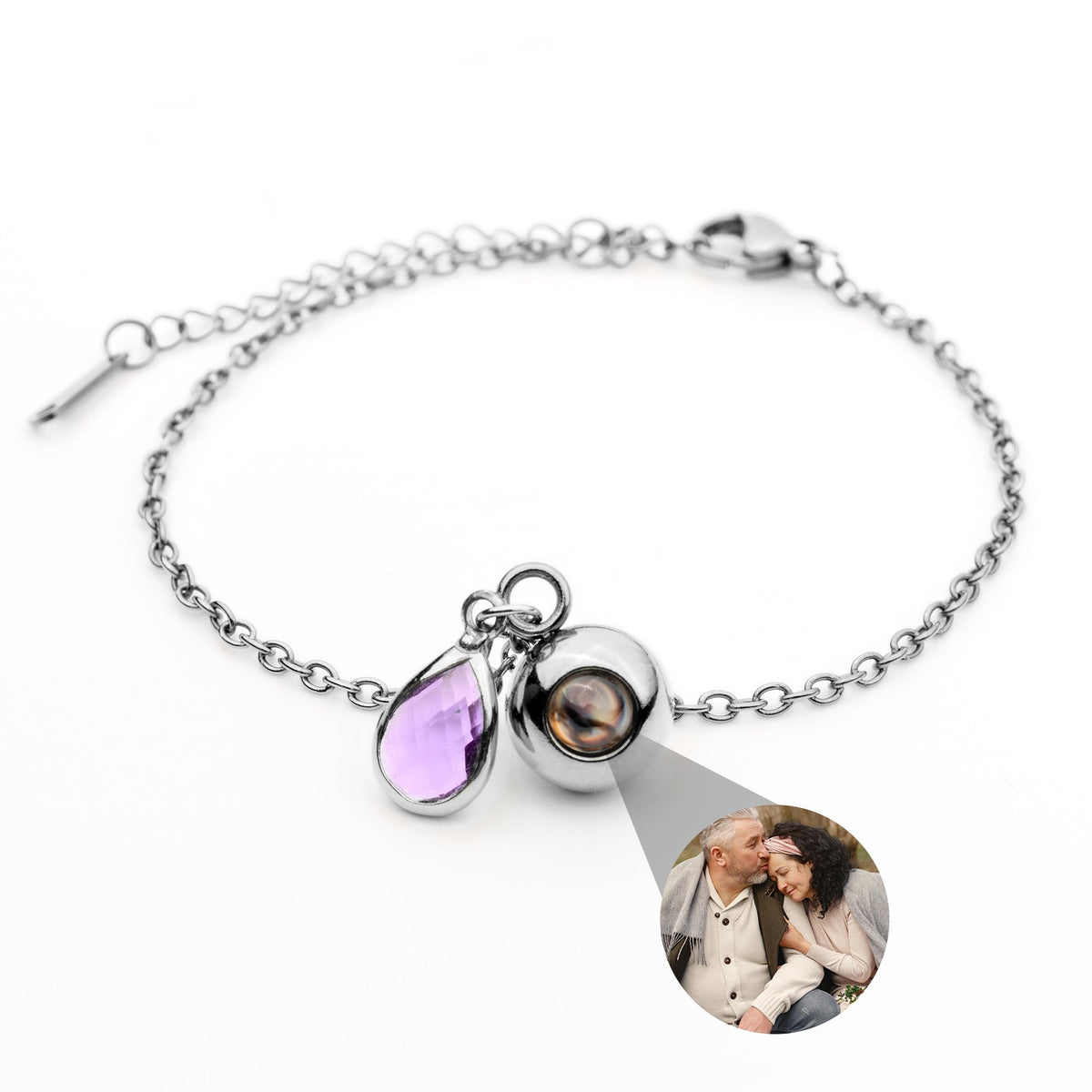 Personalized Photo Bracelet with Birthstone