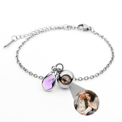 Personalized Photo Bracelet with Birthstone