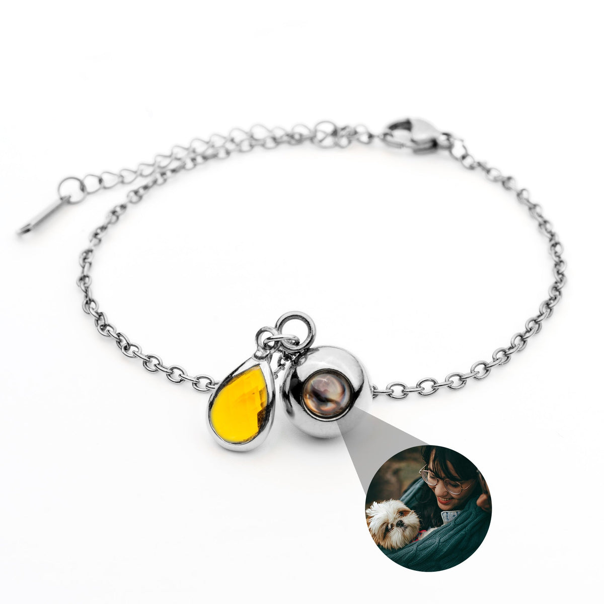 Personalized Photo Bracelet with Birthstone