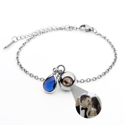 Personalized Photo Bracelet with Birthstone