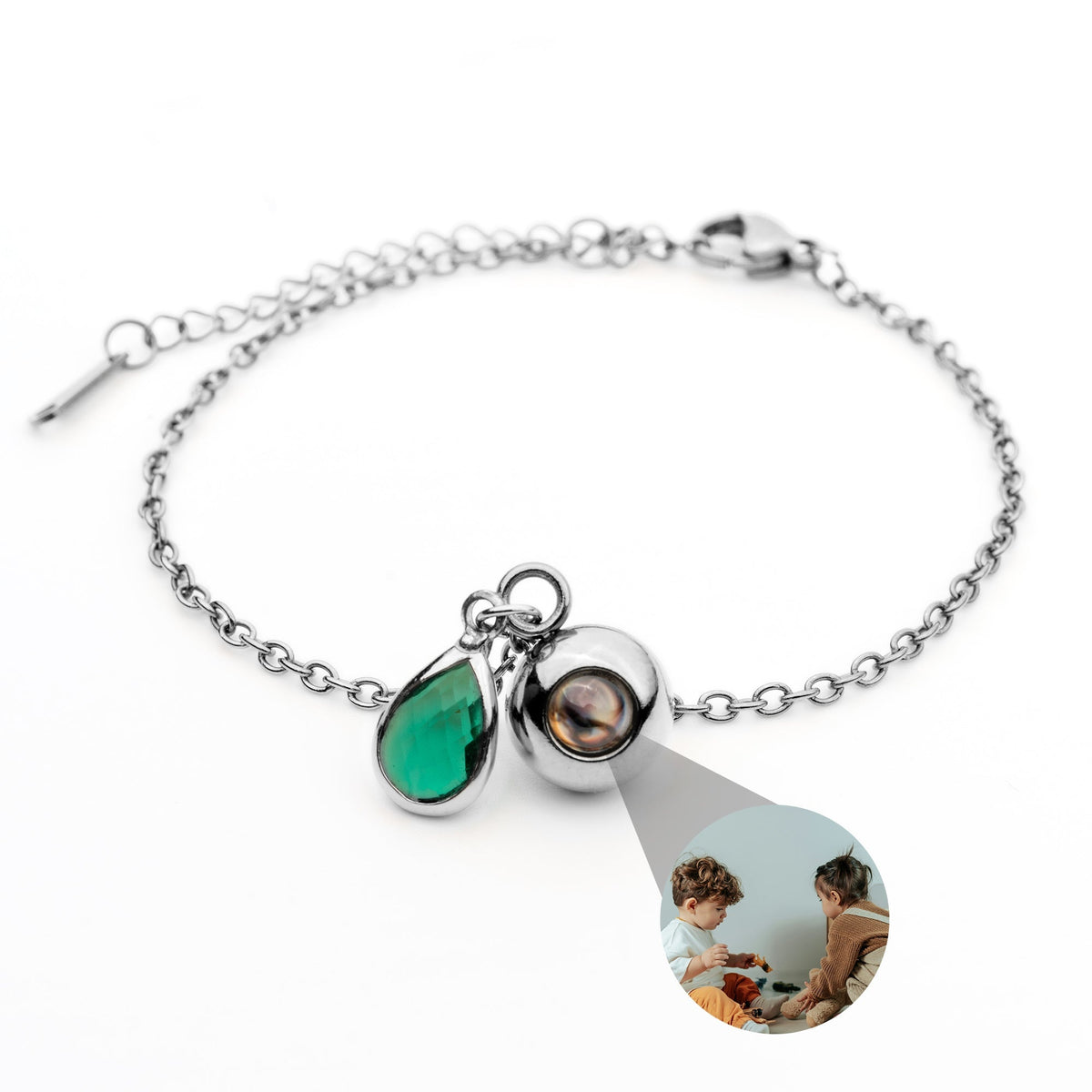 Personalized Photo Bracelet with Birthstone