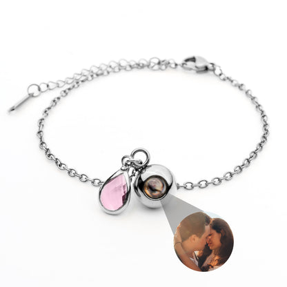 Personalized Photo Bracelet with Birthstone