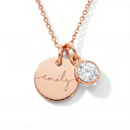 Custom Name Necklace with Birthstone